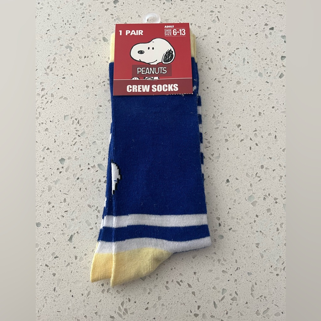 New Peanuts Print Novelty Crew Socks - Adult Size 6-13